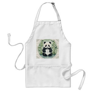 Cute Large Chubby panda sitting in a lotus pose Standard Apron