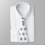 Cute large dusty blue polka dots on white tie<br><div class="desc">Modern and cute large dusty blue and white polka dot pattern neck tie. The background is of white colour.</div>