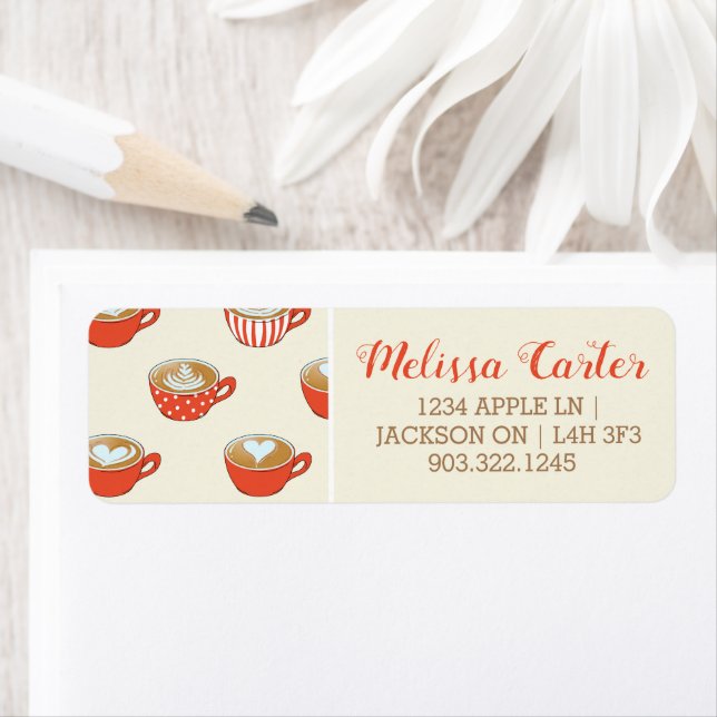 Cute Latte Art in Red Coffee Mugs Pattern (Insitu)