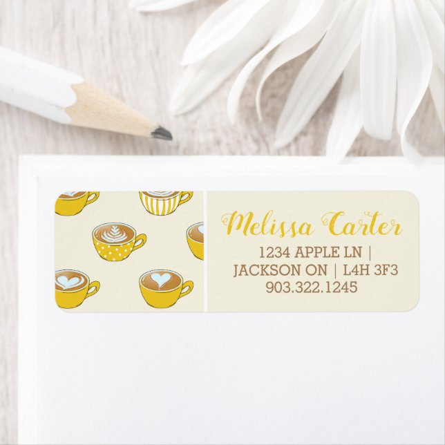 Cute Latte Art in Yellow Coffee Mugs Pattern (Insitu)