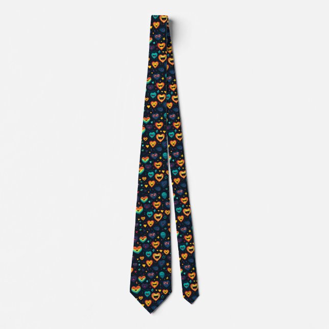 Cute laughing and smiling little hearts positive  tie (Front)