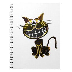 CUTE LAUGHING BLACK AND BRIGHT YELLOW CAT NOTEBOOK
