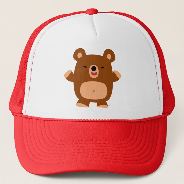 Cute Laughing Cartoon Bear  Trucker Hat (Front)