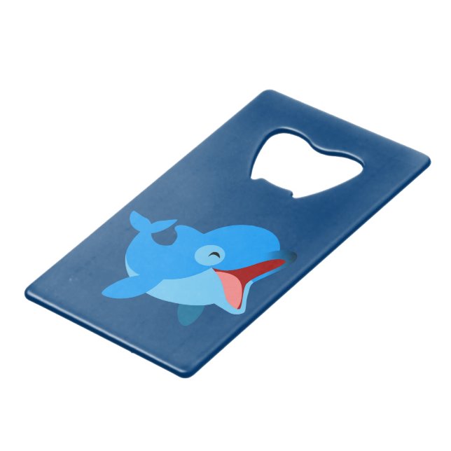 Cute Laughing Cartoon Dolphin Wallet Bottle Opener (Front Angled)