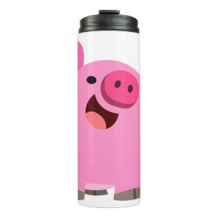 Cute Laughing Cartoon Pig Thermal Tumbler