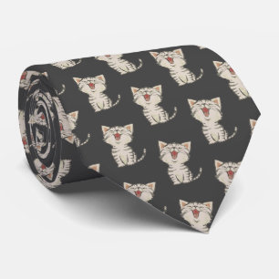 Cute Laughing Cat On Grey Tie