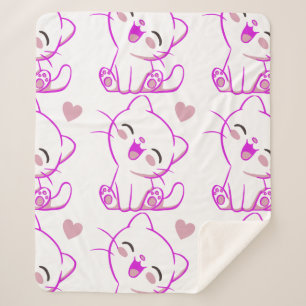 CUTE LAUGHING LITTLE Fuchsia KITTEN Sherpa Blanket