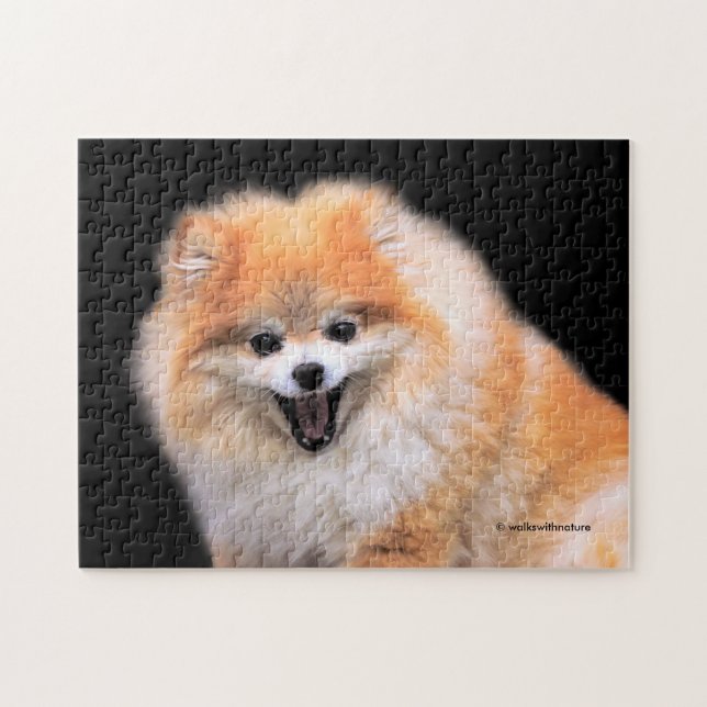 Cute Laughing Pomeranian Dog Jigsaw Puzzle (Horizontal)