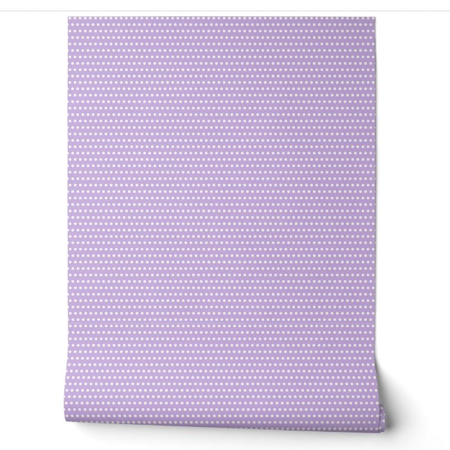 Cute Lavender and White Polkadots Pattern Wallpaper (Unrolling)