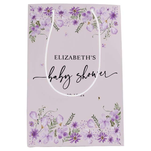 Cute Lavender Baby Shower Favours Gift Bag (Front)
