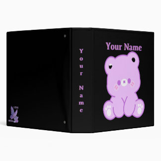 Cute Lavender Button Nose Teddy Bear Art Binder