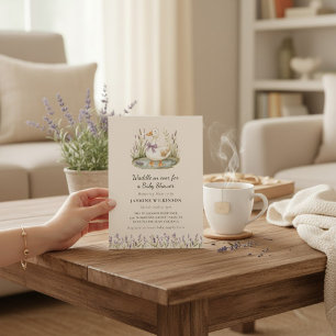 Cute Lavender Duck Baby Shower Invite with QR RSVP