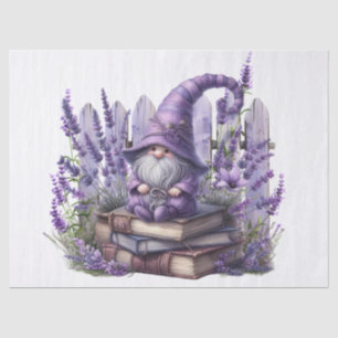 Cute Lavender Floral Book Gnome Tissue Paper