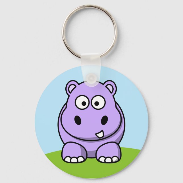 Cute Lavender Hippo Keychain (Front)