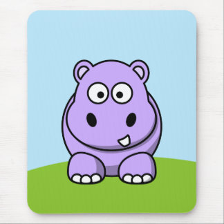 Cute Lavender Hippo Mouse Pad