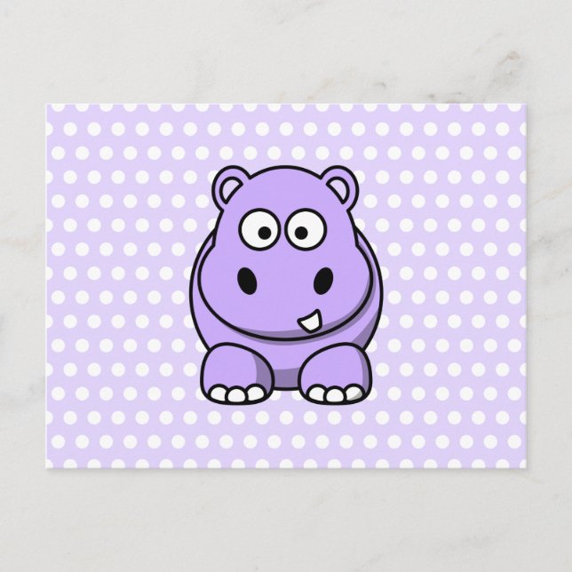 Cute Lavender Hippo Postcard (Front)