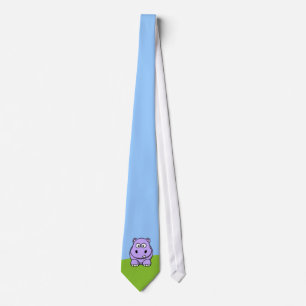 Cute Lavender Hippo Tie