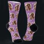 Cute Lavender Newlyweds Photo Wedding Socks<br><div class="desc">These cute lavender purple wedding socks feature the newlywed couple's photo and white hearts in an offset pattern and your names and wedding date! These are perfect as a bridal party favour, or as a bridal or couple's shower gift for the happy couple! Background colour is also customizable to match...</div>