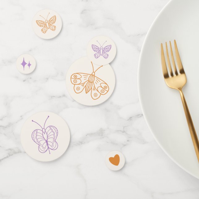 Cute Lavender & Orange Butterfly Baby Shower Confetti (Group)