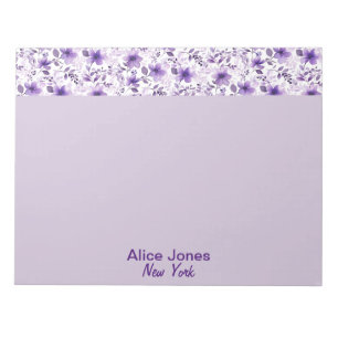 Cute lavender pattern watercolor flower   notepad