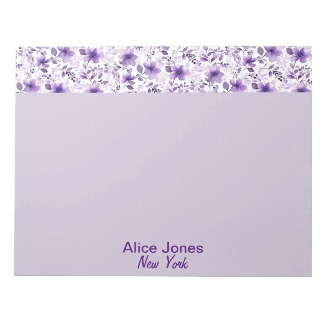 Cute lavender pattern watercolor flower   notepad (Front)