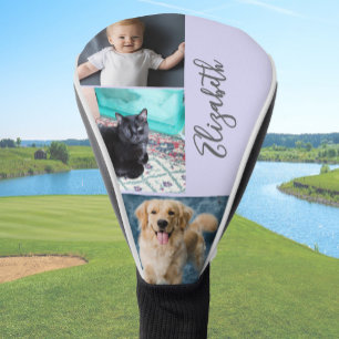 Cute Lavender Purple Custom Photos and Name Womens Golf Head Cover