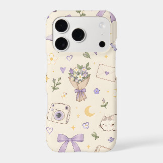 Cute Lavender Purple Sleeping Cat & Boba Ribbon