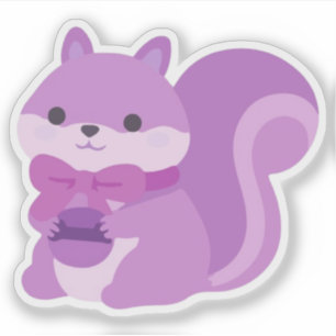 Cute Lavender Squirrel Kawaii Pastel Art