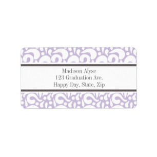 Cute Lavender White Abstract Swirls Address Labels