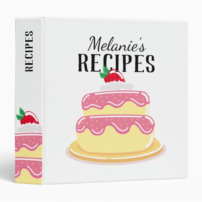 Cute Layer Cake Personalised Recipe Binder (Front/Spine)