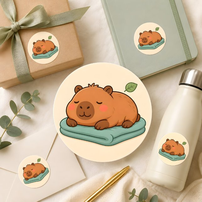Cute Lazy Capybara Sleeping on Blanket Sticker (Creator Uploaded)