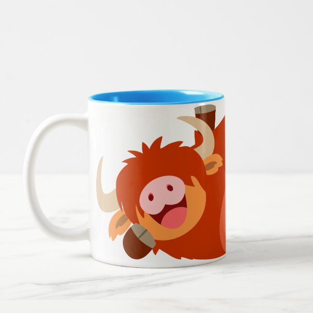 Cute  Lazy Cartoon Highland Cow Mug (Left)