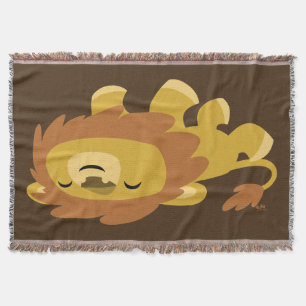Cute Lazy Cartoon Lion Throw Blanket