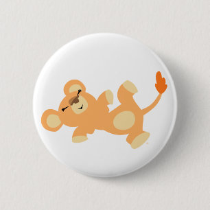 Cute Lazy Cartoon Lioness 2 Inch Round Button