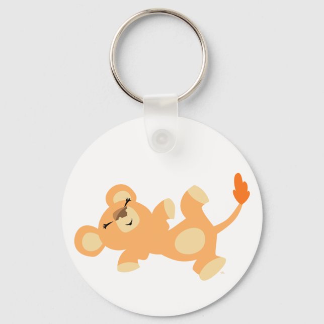Cute Lazy Cartoon Lioness Keychain (Front)