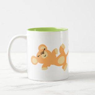 Cute Lazy Cartoon Lioness Two-Tone Coffee Mug