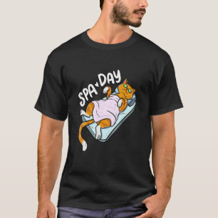 Cute Lazy Cat Spa Day Wellness  Cat Holder T-Shirt