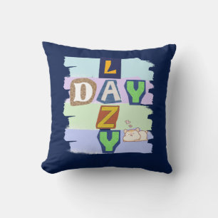 Cute Lazy Day Magazine Cutout Throw Pillow
