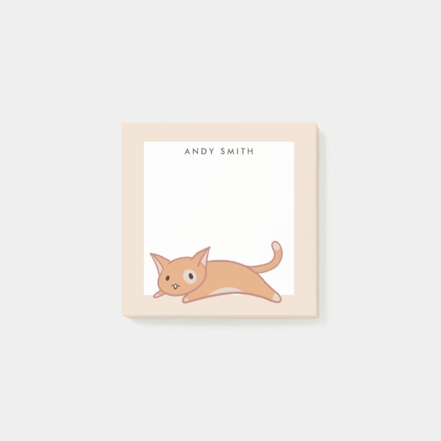 Cute Lazy Orange Cat Personalized Post-it Notes (Front)