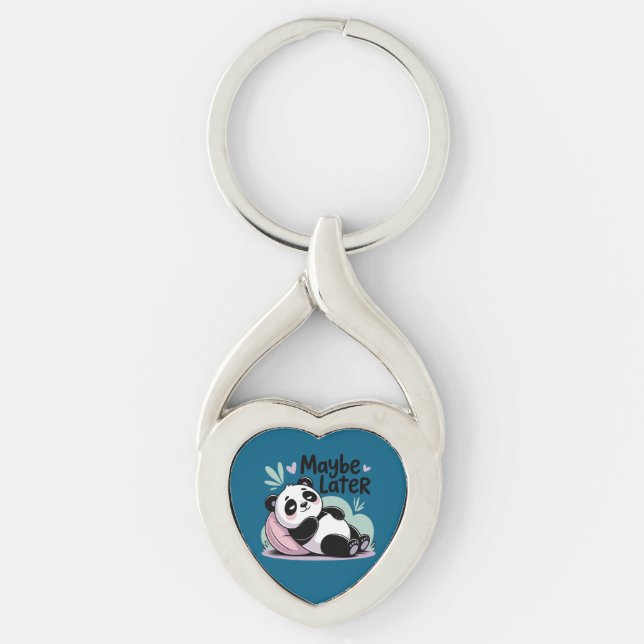 Cute Lazy Panda – “Maybe Later” Relaxing Panda Keychain (Front)