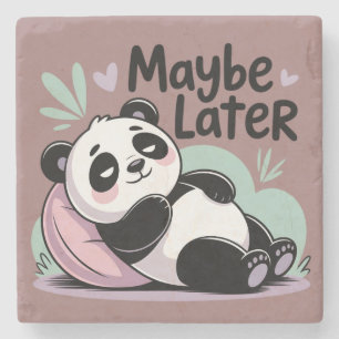 Cute Lazy Panda – “Maybe Later” Relaxing Panda Stone Coaster