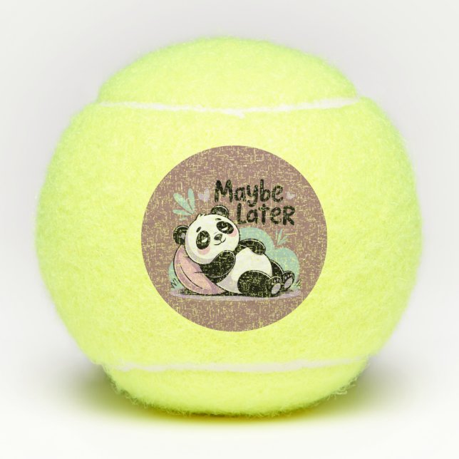 Cute Lazy Panda – “Maybe Later” Relaxing Panda Tennis Balls (Front)