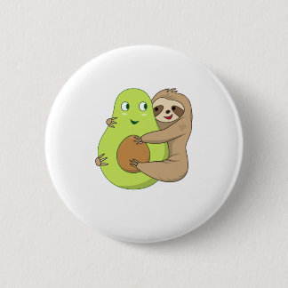 Cute Lazy Sloth Animal Avocado Lover Gift Hugging 2 Inch Round Button