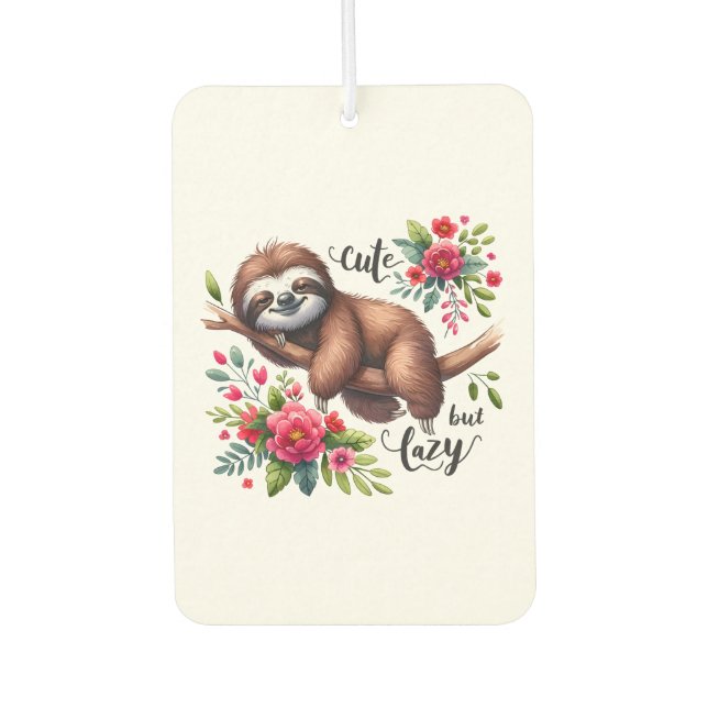 Cute Lazy Sloth Flowers Air Freshener (Front)