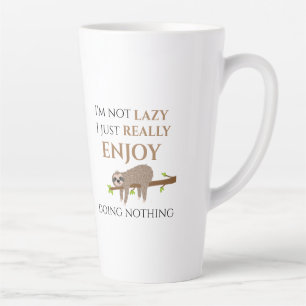 Cute Lazy Sloth Hanging on Tree Funny Text Latte Mug