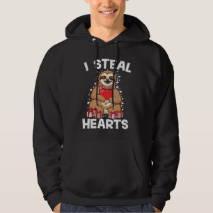 Cute lazy sloth holding heart love sloth valentine hoodie