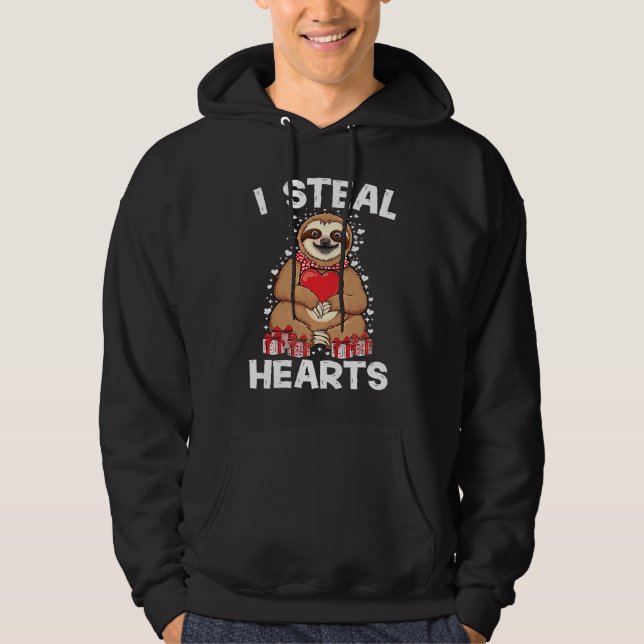 Cute lazy sloth holding heart love sloth valentine hoodie (Front)