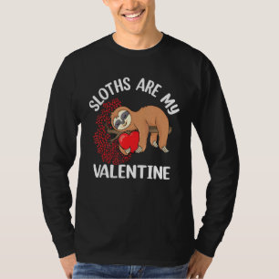 Cute Lazy Sloth Holding Heart Love Sloth Valentine T-Shirt