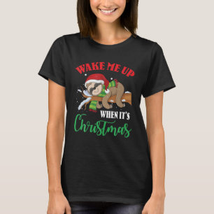 Cute Lazy Sloth Sleeping Funny Merry Christmas T-Shirt