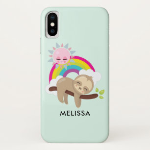 Cute Lazy Sloth with Sun & Rainbow Case-Mate iPhone Case